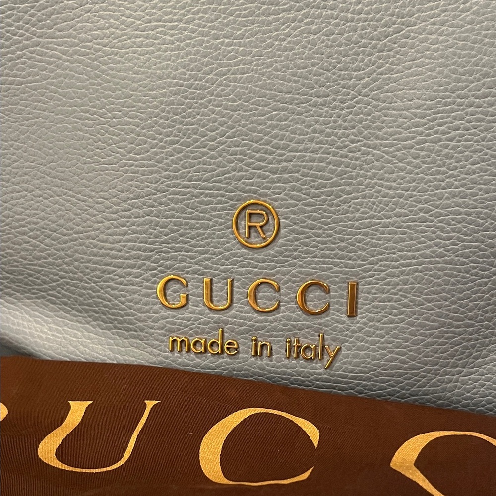 Gucci Light Blue Leather Shoulder Bag Authentic - Picture 2 of 10